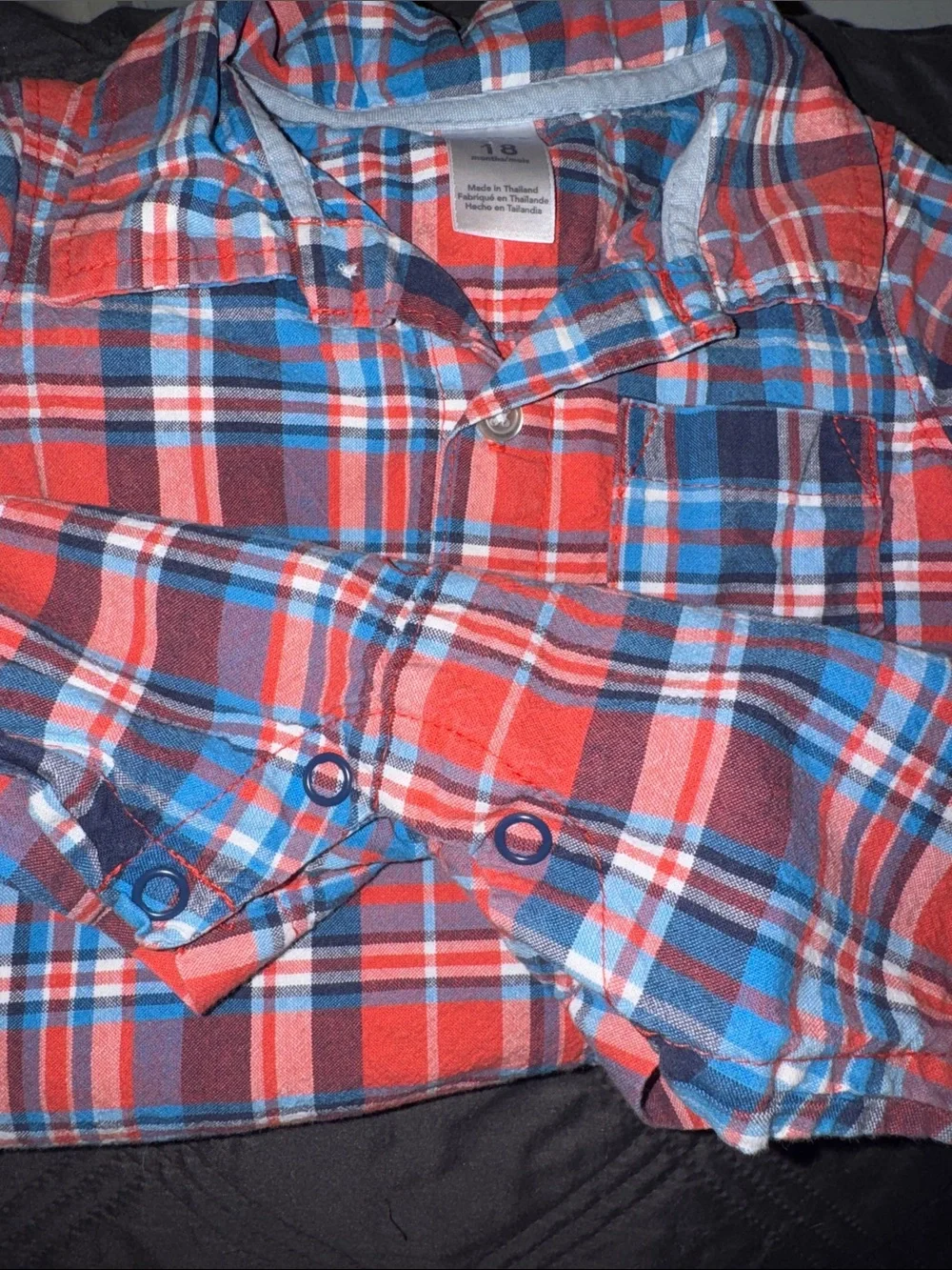 Carter's Red & Blue Plaid Short-Sleeve one piece outfit